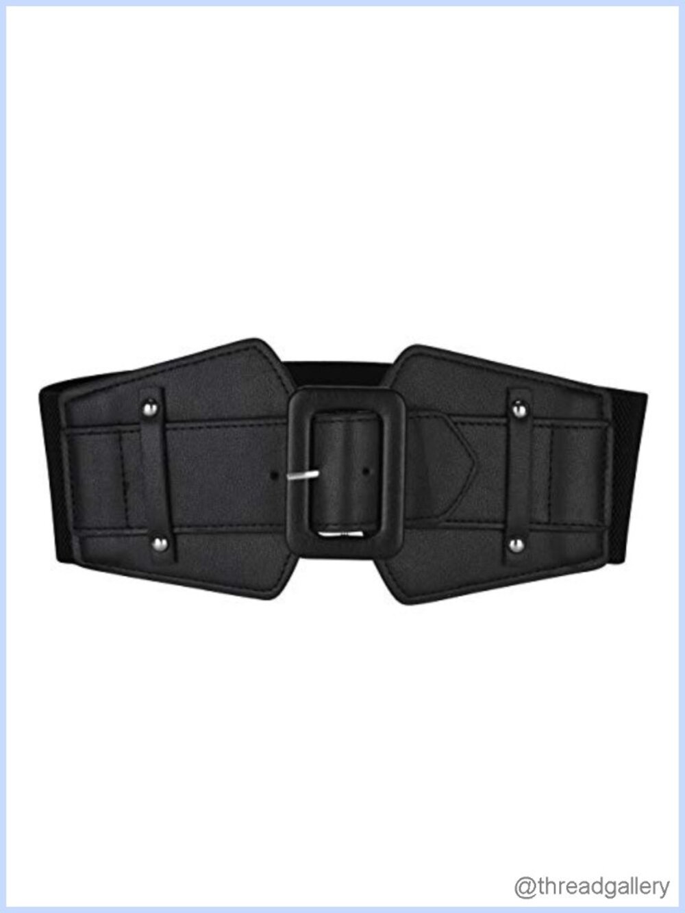 Women Chunky Wide Stretchy Waist Belt PU Leather Corset Hook Buckle